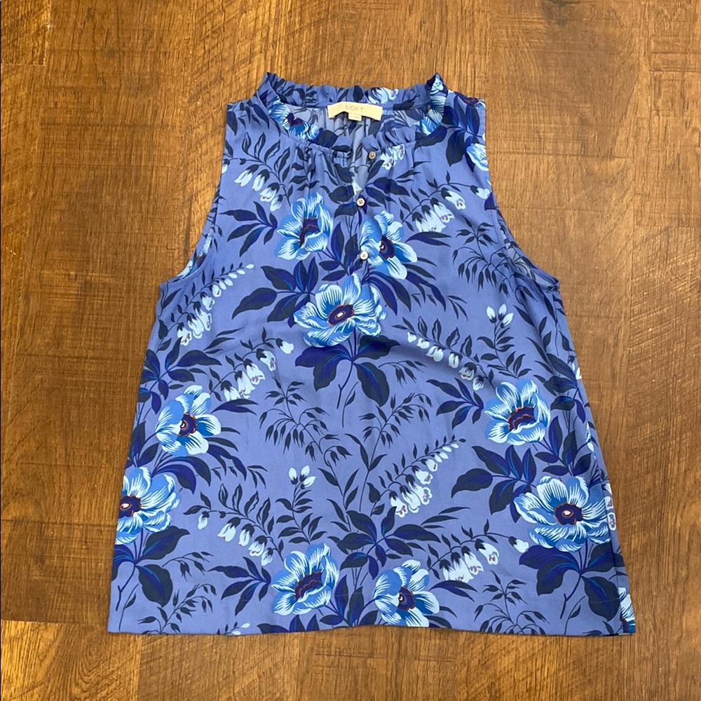 LOFT Blue Boxy Sleeveless Blouse